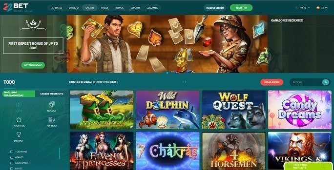 Juegos de casino de 22Bet