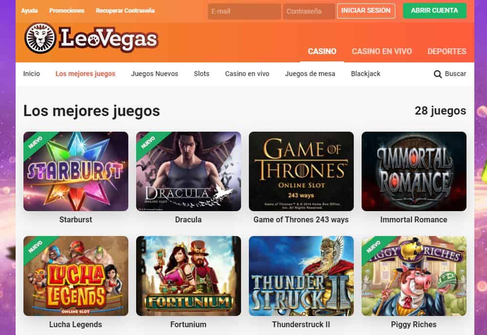 Juegos de casino de Leovegas