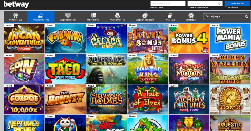 Máquinas tragamonedas, slots e tragaperras de Betway