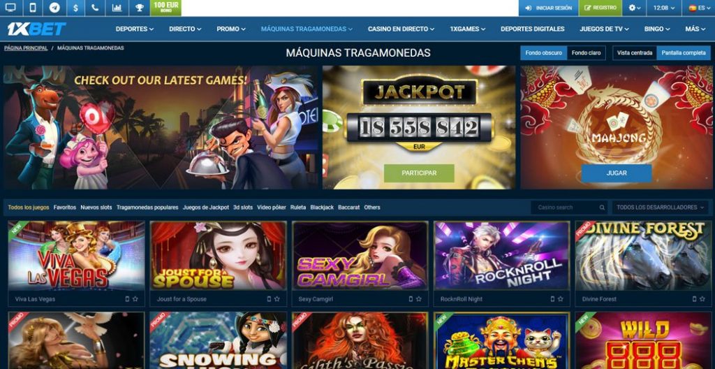 Máquinas tragamonedas, slots e tragaperras de 1xbet