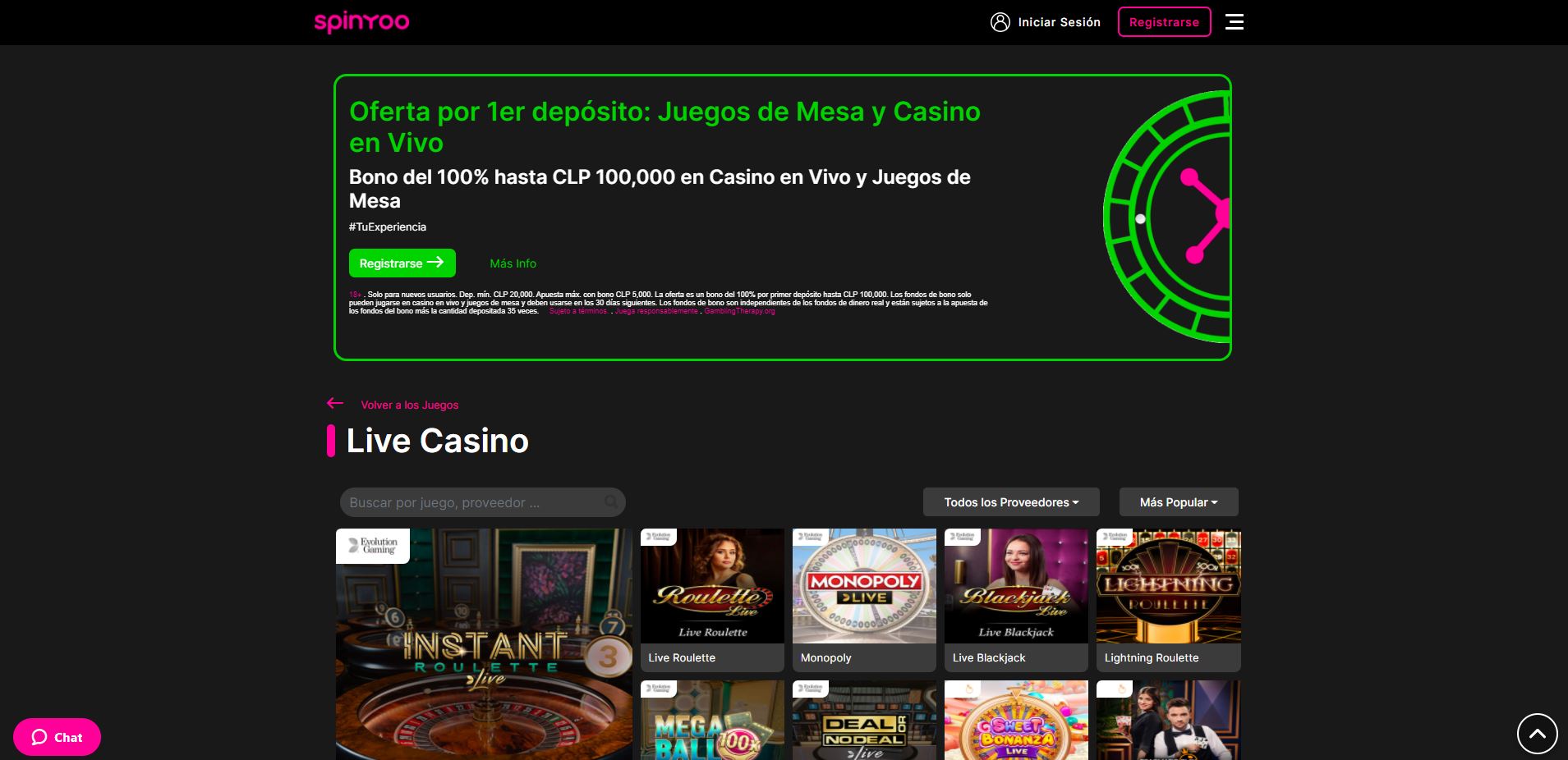 Casino en vivo Spinyoo