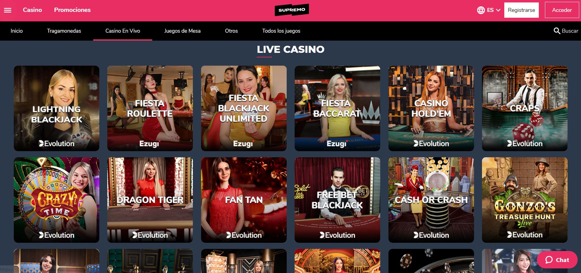 Disfruta del casino en vivo y juega a tu juego favorito en Supremo