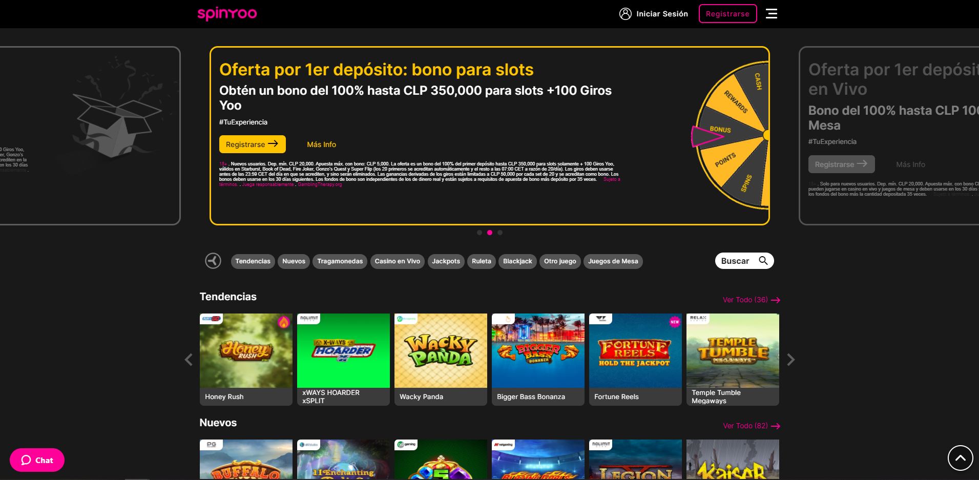 Juegos de casino de SpinYoo